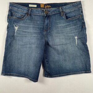 KUT‎ from the Kloth Katy Boyfriend Denim Shorts Distressed Blue Wash Size 16